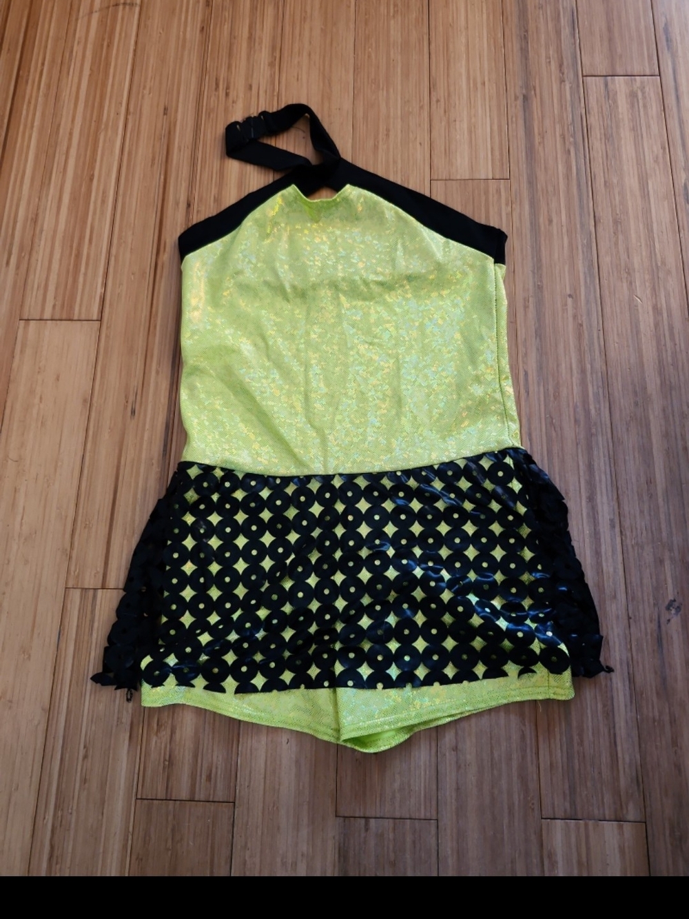 Costume Gallery Dance Costume lime green black adult large shorts and halter